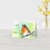 Wasserfarbrobin individuell anpassbar karte (Gelbe Blume)