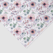 Wasserfarbrosa Anemone und Eukalyptus-Muster Seidenpapier (Ausschnitt)