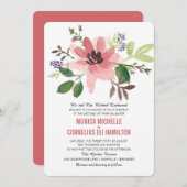 Wasserfarbrosa Blume Burst | Hochzeit Einladung (Vorne/Hinten)