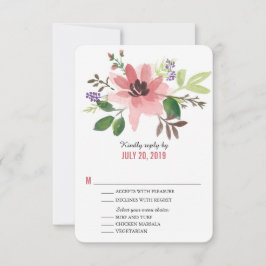 Wasserfarbrosa Blume Burst | HochzeitsrSVP RSVP Karte