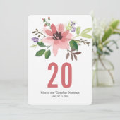 Wasserfarbrosa Blume Burst | TISCHNUMMER (Stehend Vorderseite)