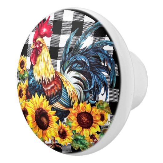 Wasserfarbroster Gelbschwarz Kariert Keramikknauf (Rechts)