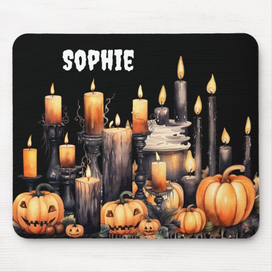 WASSERFARBSCHWARZE UND ORANGE HALLOWEEN KANDLAGEN MOUSEPAD (Vorne)