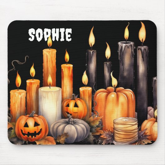 WASSERFARBSCHWARZE UND ORANGE HALLOWEEN KANDLAGEN MOUSEPAD (Vorne)