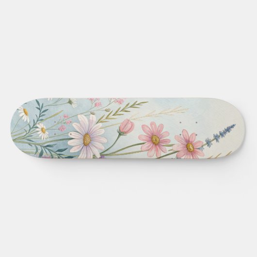 Wasserfarbskateboard | Botanisches Design Skateboard (Horizontal)