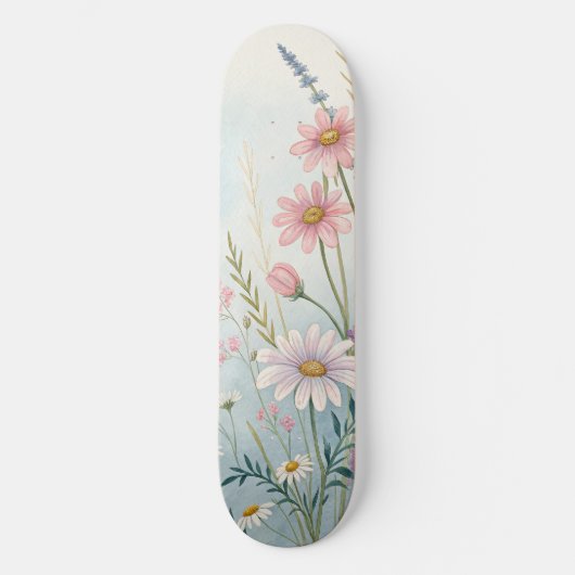 Wasserfarbskateboard | Botanisches Design Skateboard (Vorderseite)