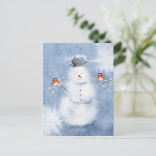 Wasserfarbsnowman Postkarte   Charmanter Winter
