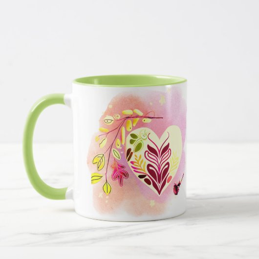 WASSERFARBSPLASH BOHO HERZFORMEN-DESIGN TASSE (Links)