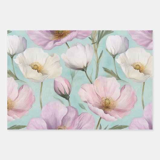 WASSERFARBSPRING FLORARAL DEKORATIVE PAPIER SET (Vorderseite 3)