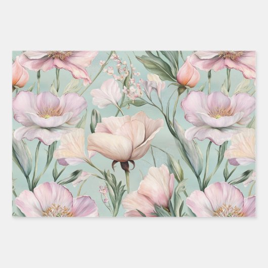 WASSERFARBSPRING FLORARAL DEKORATIVE PAPIER SET (Vorderseite 2)