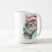 WASSERFARBTABBY MIT PINK & BLUE HAT SCARF KAFFEETASSE (VorderseiteRechts)