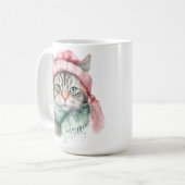 WASSERFARBTABBY MIT PINK & BLUE HAT SCARF KAFFEETASSE (Vorderseite Links)