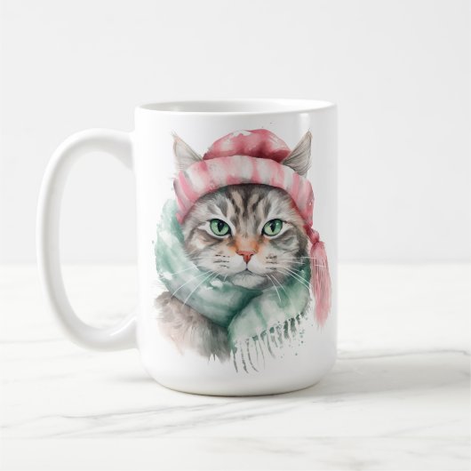WASSERFARBTABBY MIT PINK & BLUE HAT SCARF KAFFEETASSE (Links)
