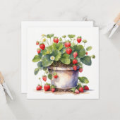 Wasserfarbtopf mit Erdbeeren-Pflanze Karte (Vorderseite/Rückseite Beispiel)