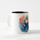 Wasserfarbuhr-Risograph Zweifarbige Tasse (Vorderseite Links)