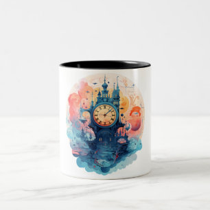 Wasserfarbuhr-Risograph Zweifarbige Tasse