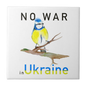 Wasserfarbvogel Kein Krieg in der Ukraine Square P Fliese