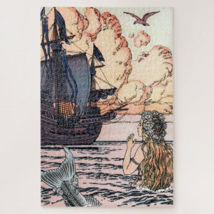 Wasserfee im Meer beim Blick auf ein Segelschiff Puzzle