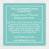 Wasserfeste aquamarin- und weiße Seifenzutaten Etiketten (Design 1)