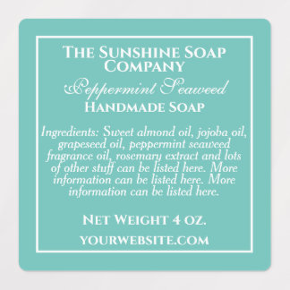Wasserfeste aquamarin- und weiße Seifenzutaten Etiketten