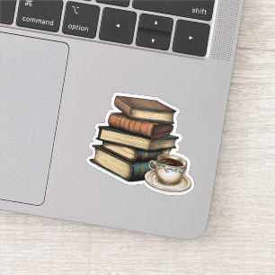 Wasserfeste Aufkleber mit Vintage-Büchern und Kaff