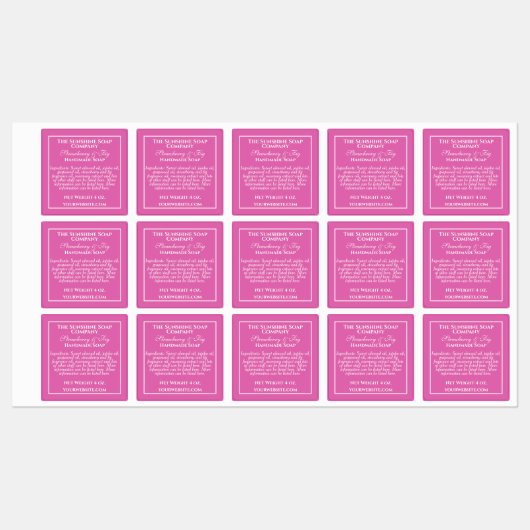 Wasserfeste, einfache, rosa, weiße Seifenkennzeich Etiketten (Blatt)