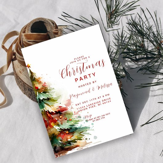 Wasserfeste Weihnachtsbaum-Party-Einladung Feiertagskarte