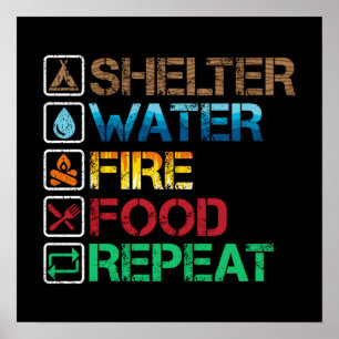 Wasserfeuerfutter für Unterkünfte - Überleben Blei Poster