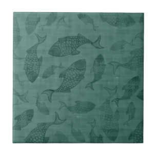 Wasserfisch-Schablonen-Kunst Teal Bokeh-Muster Fliese