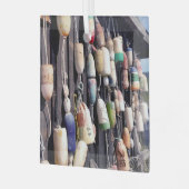 Wasserfischerei auf rustikalem Gebäude Ornament Aus Glas (Vorderseite links)