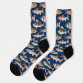 Wasserfischmuster auf dunkelblau socken (Linkes Detail)