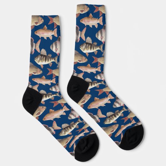 Wasserfischmuster auf dunkelblau socken (Rechts)