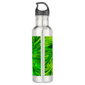 Wasserflasche Abstrakte Linien Grüne Blume Edelstahlflasche (Rückseite)