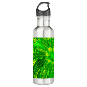 Wasserflasche Abstrakte Linien Grüne Blume Edelstahlflasche