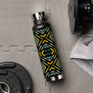 Wasserflasche Blau Gold Schwarz Reifenprofil  Trinkflasche