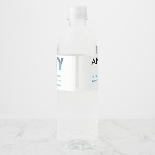 Wasserflasche-Etikett "Anyone Thirsty" Wasserflaschenetikett (Rückseite)