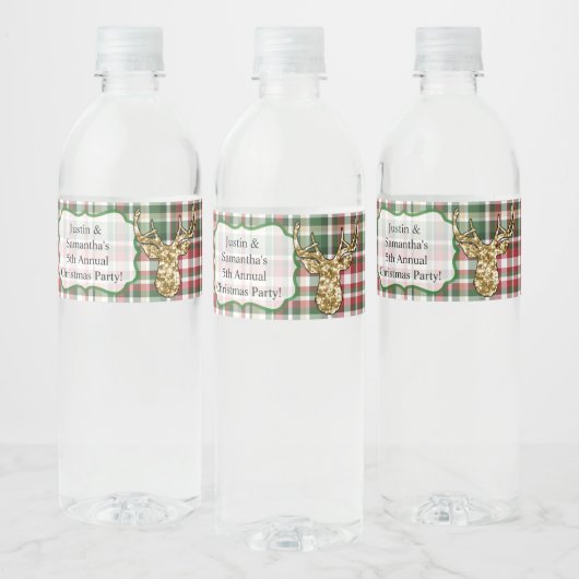 Wasserflasche Etikett Gold Glitzer Rentieranlage K (Flaschen)