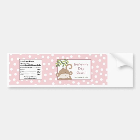 Wasserflasche Etikett Safari Rosa Dschungel Affe G Autoaufkleber (Vorne)