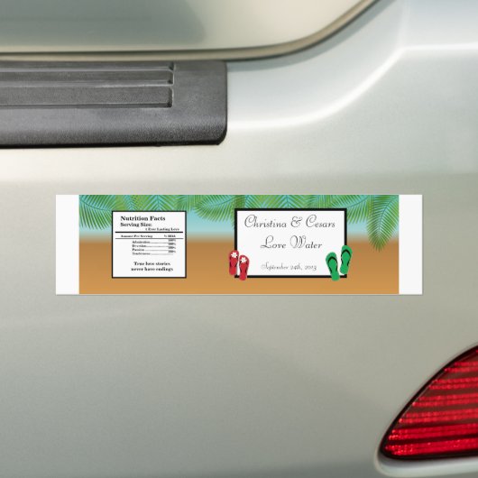 Wasserflasche-Etikett seine Sandalen auf Strandpla Autoaufkleber (Auf Auto)