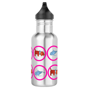 Wasserflasche - Kreise mit Wal und Hund