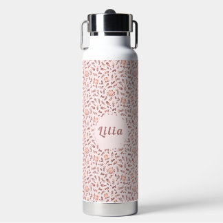 Wasserflasche mit anpassbarem Design, rosa Blumenm Trinkflasche