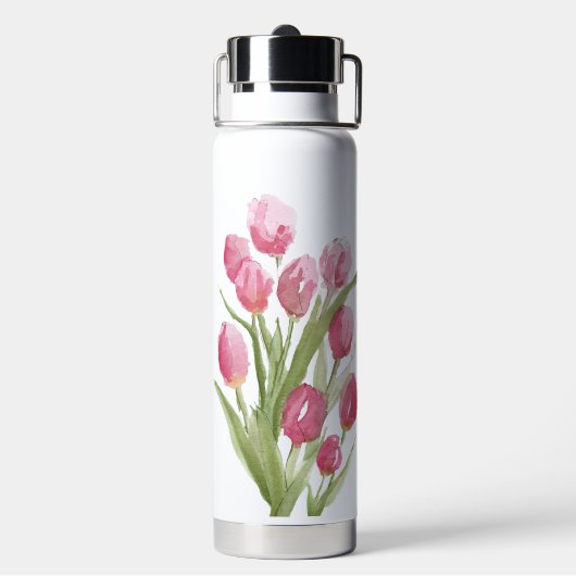 Wasserflasche mit Aquarelltulpe Trinkflasche (Hinten)