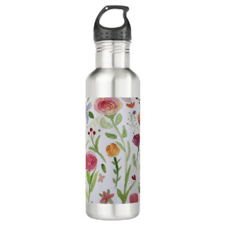Wasserflasche mit Blumenmotiv Edelstahlflasche