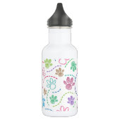 Wasserflasche mit buntem Tatzendruckmuster (Links)