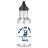 Wasserflasche mit dem Logo der Baldwin School (Links)