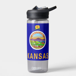 Wasserflasche mit der Flagge von Kansas Staat, USA Trinkflasche
