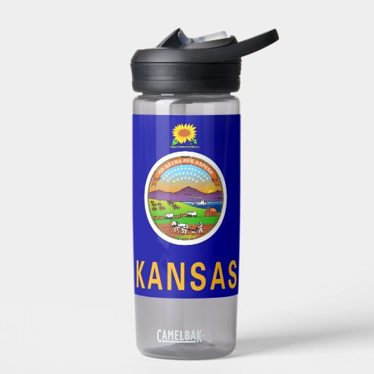 Wasserflasche mit der Flagge von Kansas Staat, USA Trinkflasche (Links)