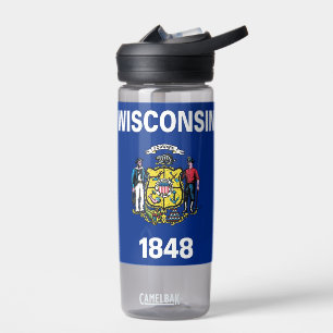 Wasserflasche mit der Flagge von Wisconsin, USA Trinkflasche