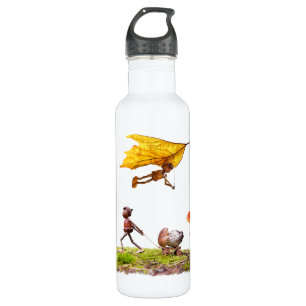 Wasserflasche mit Eichelfen im Wald Edelstahlflasche