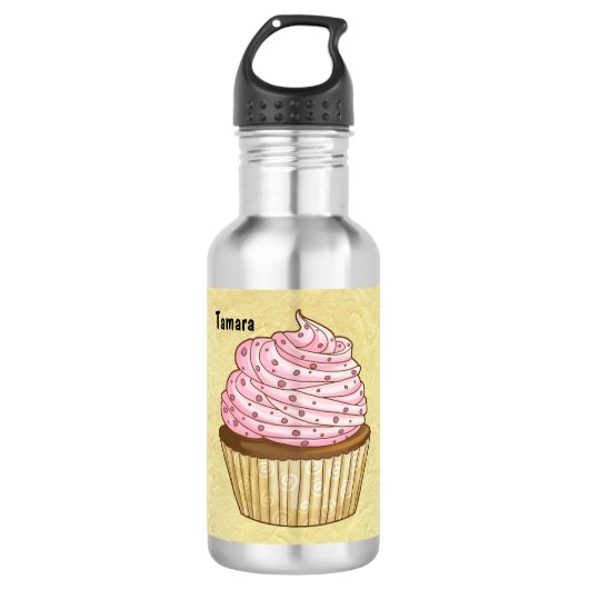 Wasserflasche mit einer Illustration eines Cupcake (Vorderseite)